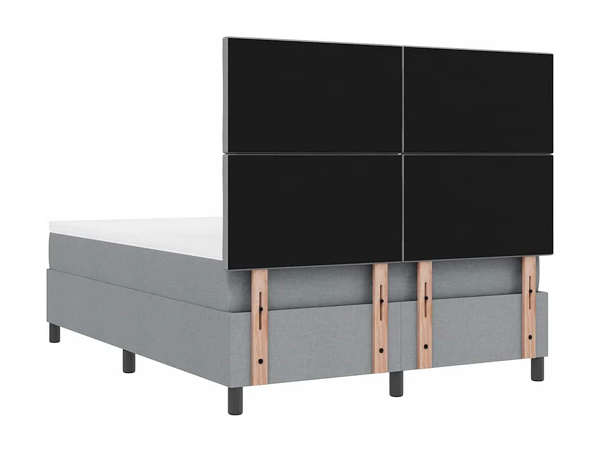 Lit à ressorts avec matelas Gris clair 140 x 200 cm tissu
