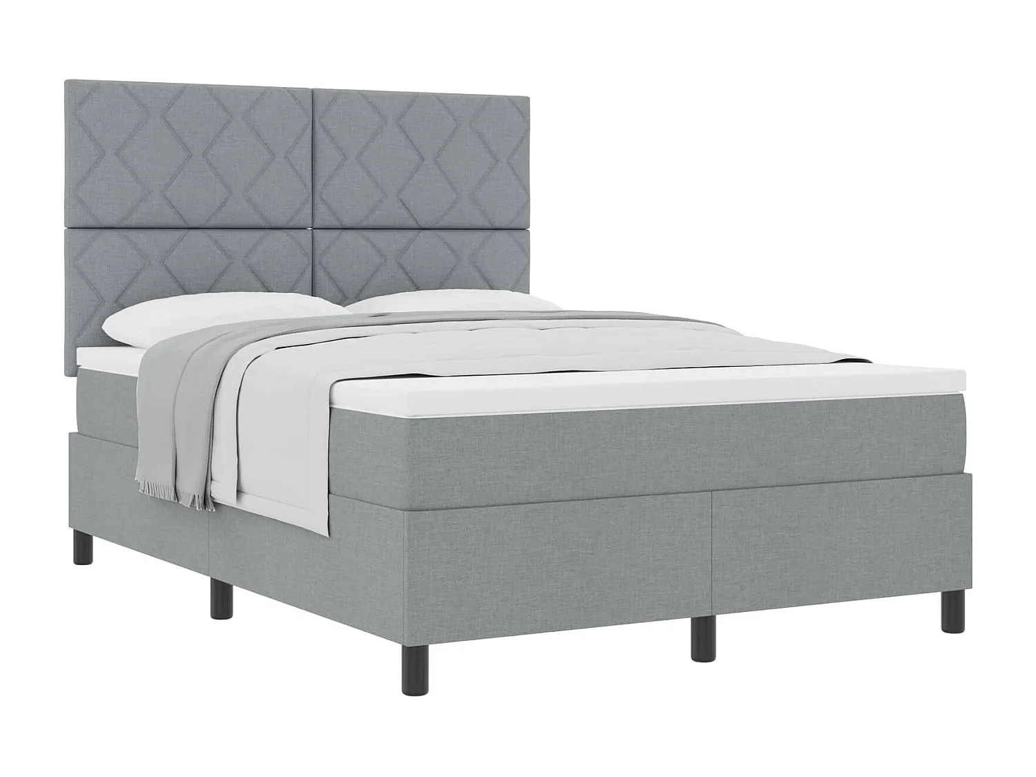 Boxspringbed met hoofdeinde Lichtgrijs 140 x 200 cm Stof