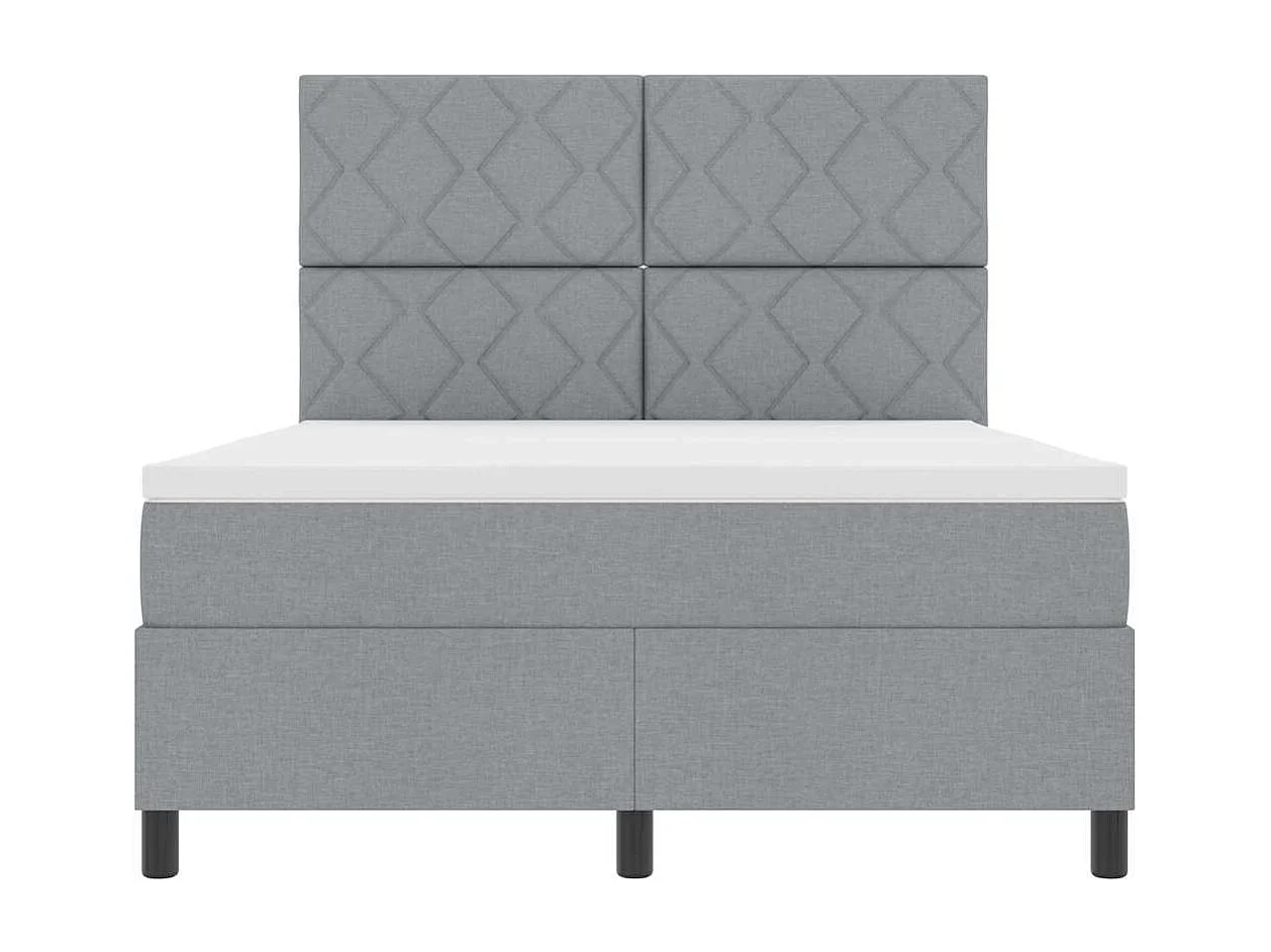 Boxspringbed met hoofdeinde Lichtgrijs 140 x 200 cm Stof