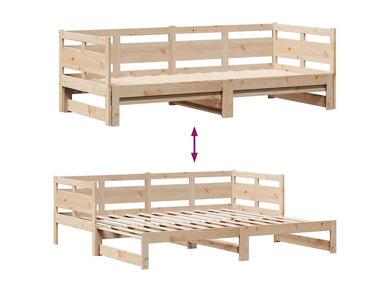 Tagesbett Ausziehbar mit Schubladen ohne Matratze 90x200 cm