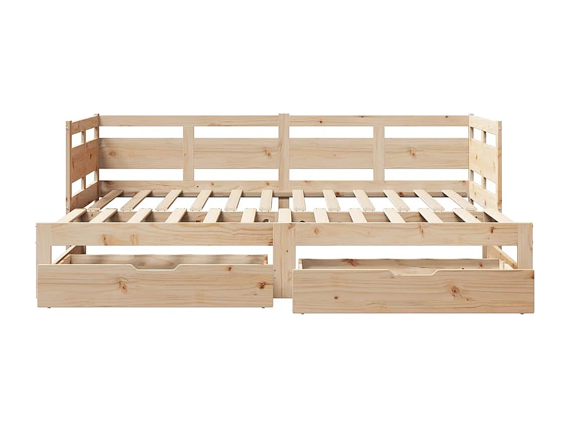 Lit de jour avec gigogne et tiroirs sans matelas 90x200 cm