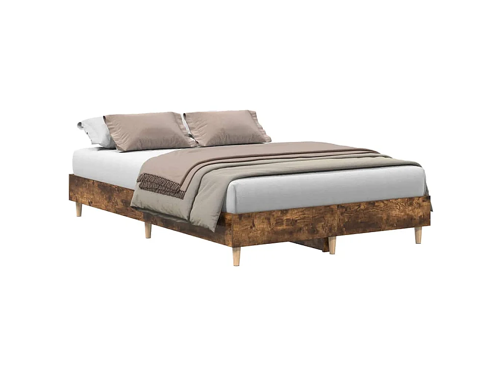 Bettgestell ohne Matratze Räuchereiche 140x190 cm Holzwerkstoff
