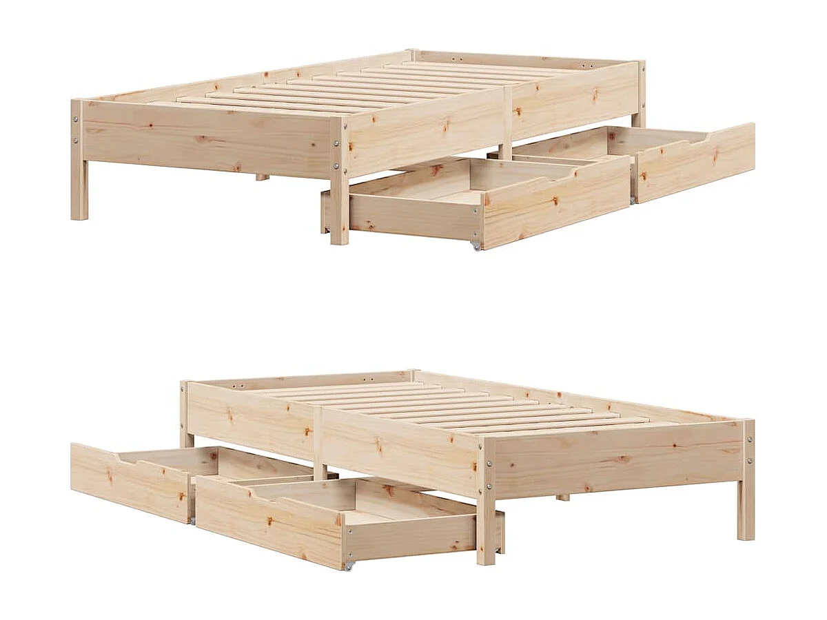 Giroletto senza Materasso 100x200 cm in Legno Massello di Pino