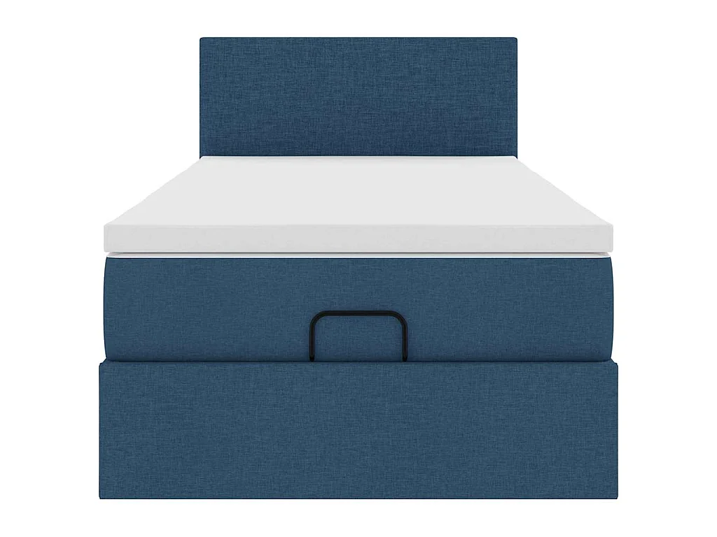 Lit ottoman avec matelas bleu 90x200 cm tissu