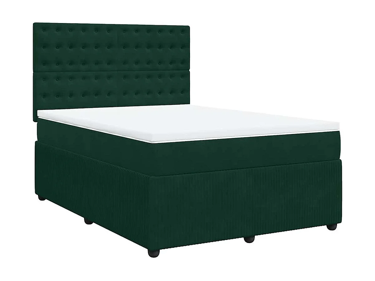 Giroletto a Molle con Materasso Verde Scuro 140x190 cm Velluto