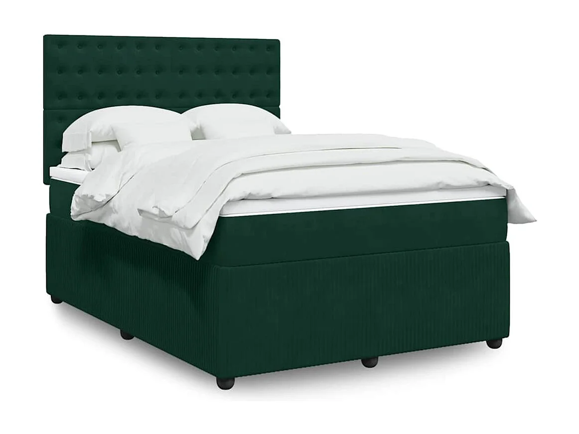 Giroletto a Molle con Materasso Verde Scuro 140x190 cm Velluto