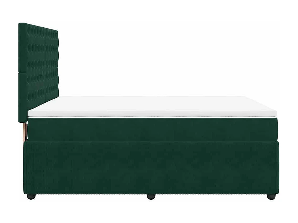 Giroletto a Molle con Materasso Verde Scuro 140x190 cm Velluto