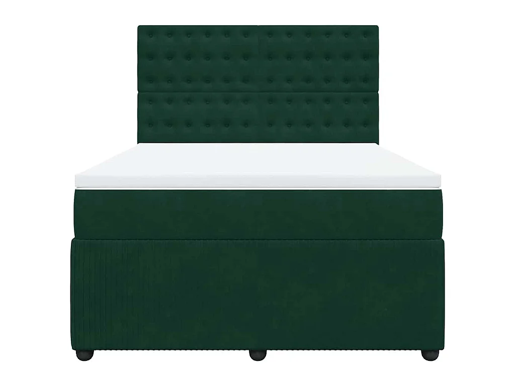 Cama box spring con colchón terciopelo verde oscuro 140x190 cm