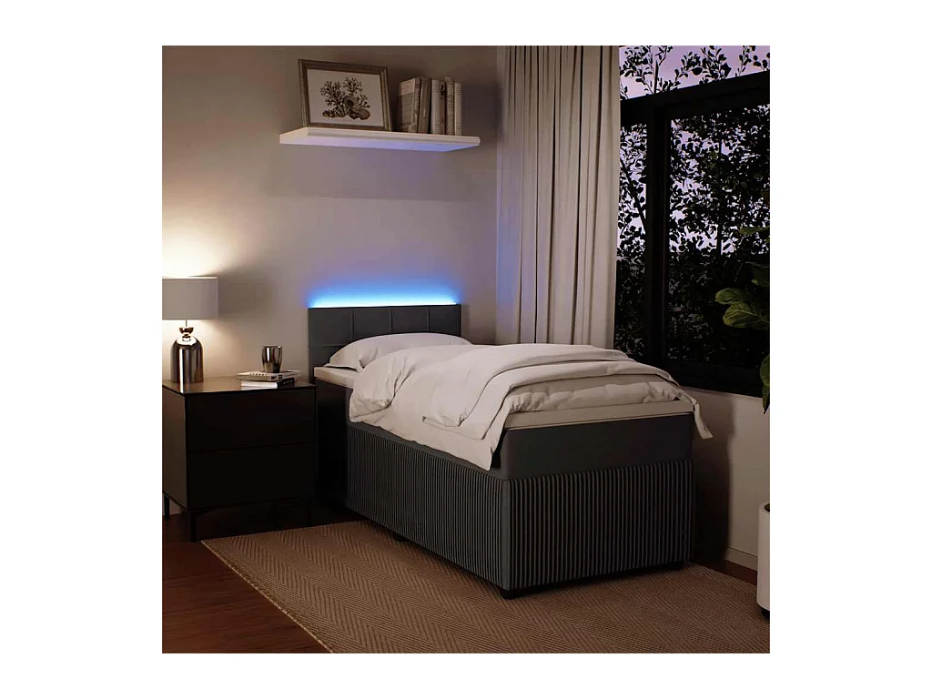 Boxspring met matras fluweel donkergrijs 90x200 cm