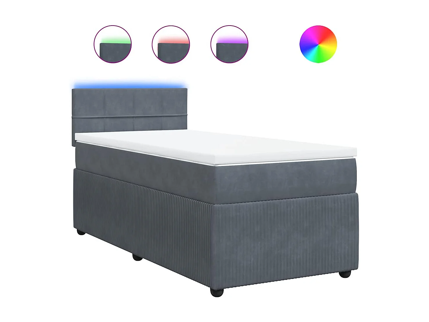 Giroletto a Molle con Materasso Grigio Scuro 90x200 cm Velluto
