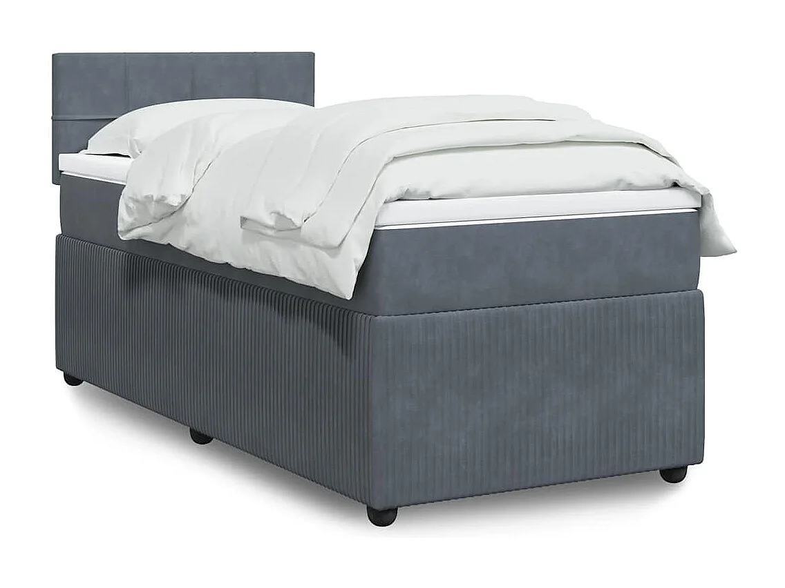 Giroletto a Molle con Materasso Grigio Scuro 90x200 cm Velluto