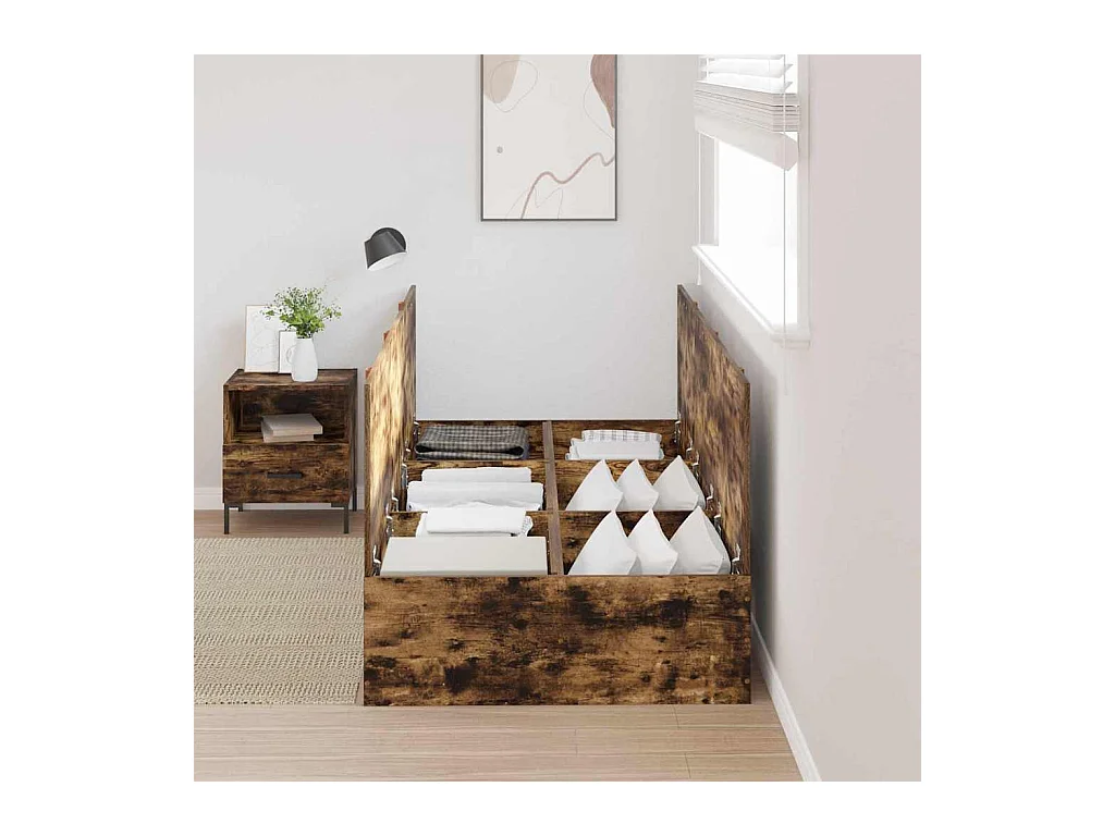 Cadre de lit Chêne fumé 90 x 190 cm Bois d'ingénierie