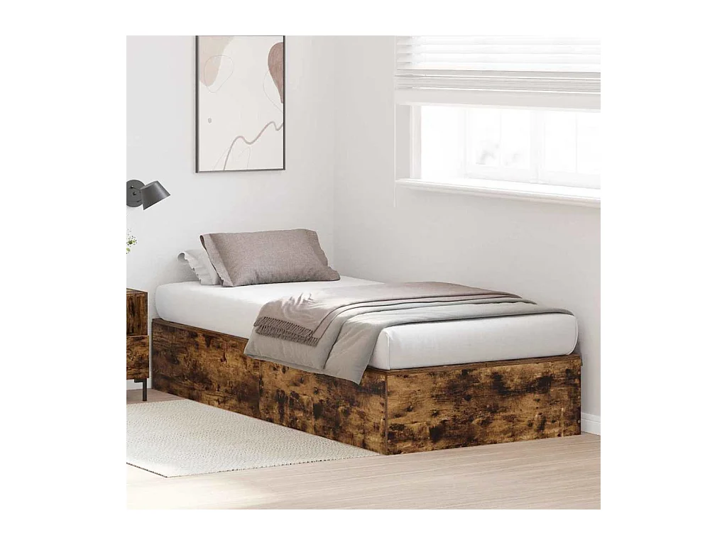 Cadre de lit Chêne fumé 90 x 190 cm Bois d'ingénierie