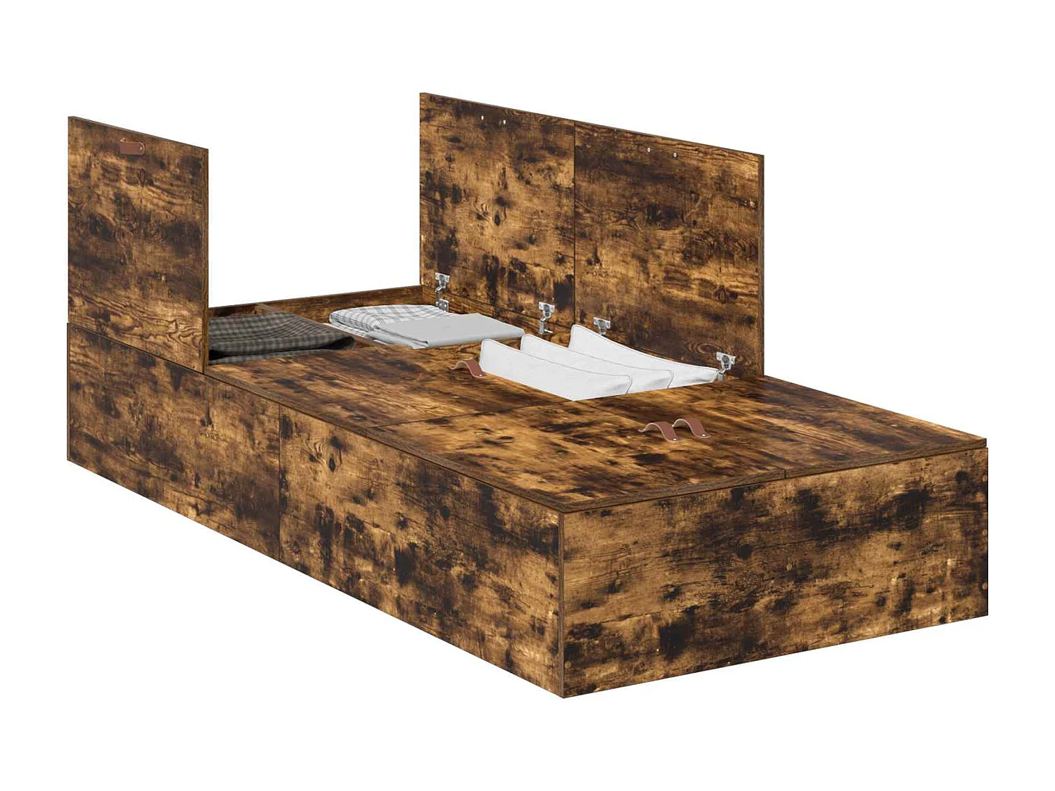 Cadre de lit avec rangement Chêne fumé 90 x 190 cm