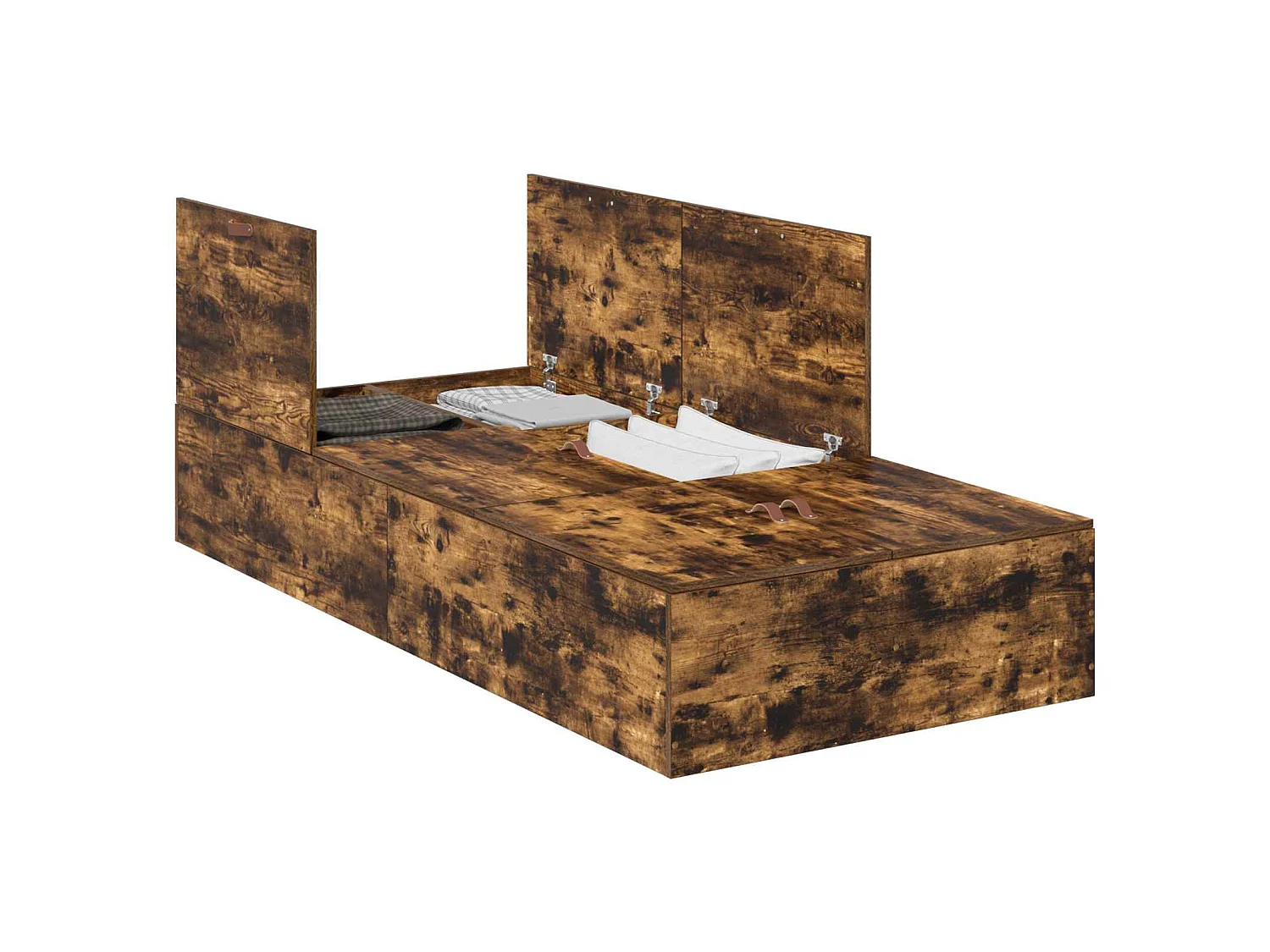 Cadre de lit avec rangement Chêne fumé 90 x 190 cm