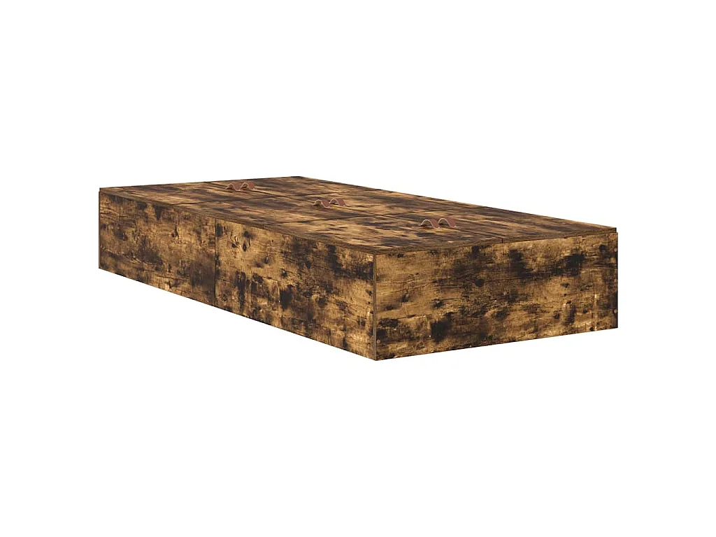 Cadre de lit avec rangement Chêne fumé 90 x 190 cm