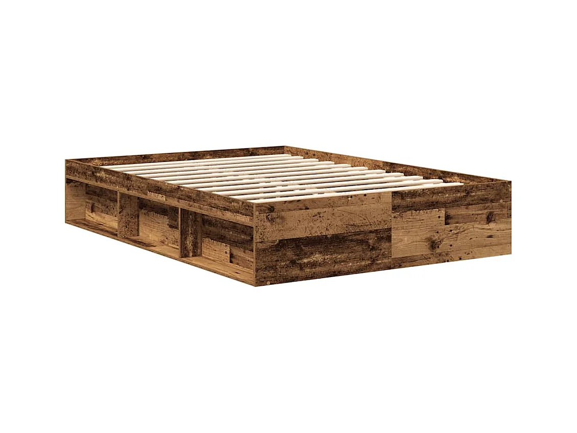 Cadre de lit sans matelas vieux bois 160x200 cm bois ingénierie