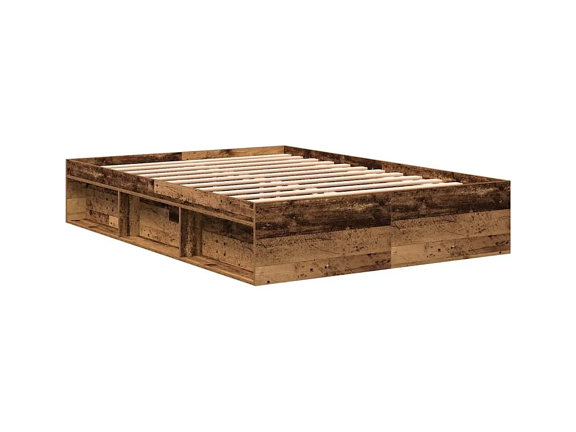 Cadre de lit sans matelas vieux bois 160x200 cm bois ingénierie
