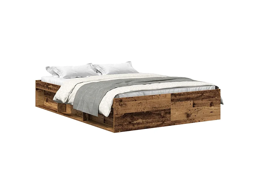 Cadre de lit sans matelas vieux bois 160x200 cm bois ingénierie