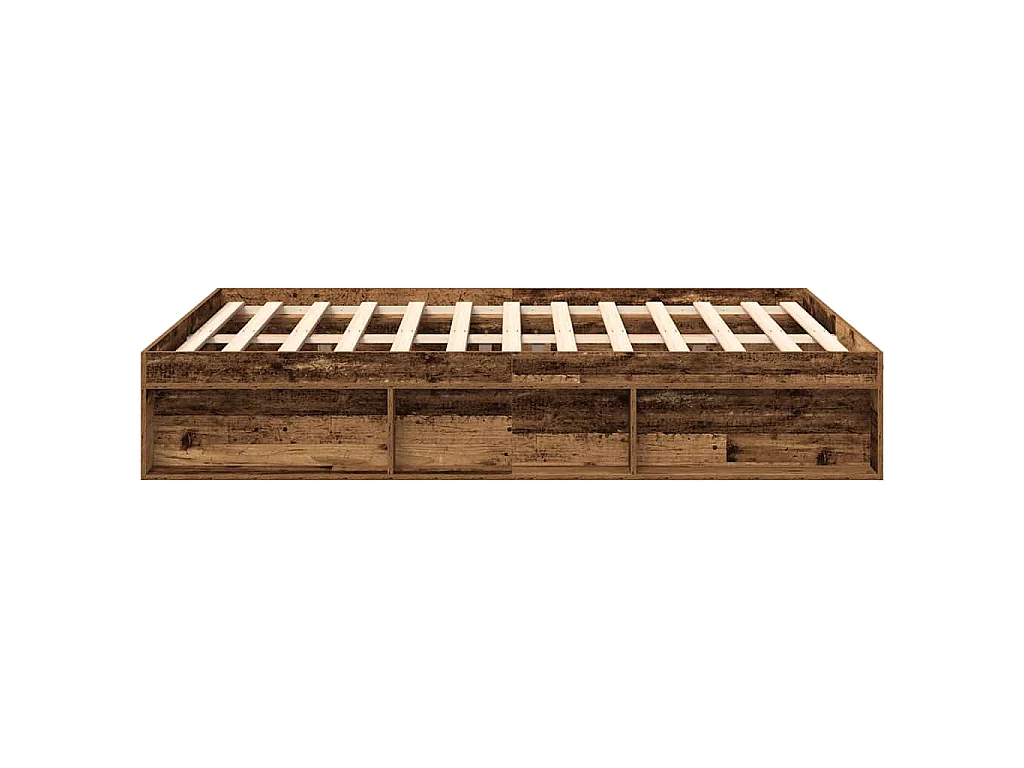 Cadre de lit sans matelas vieux bois 160x200 cm bois ingénierie