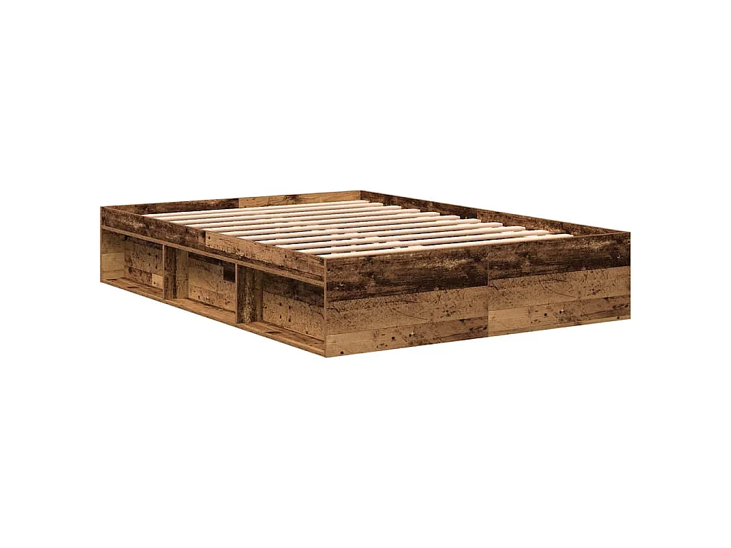 Cadre de lit sans matelas vieux bois 160x200 cm bois ingénierie