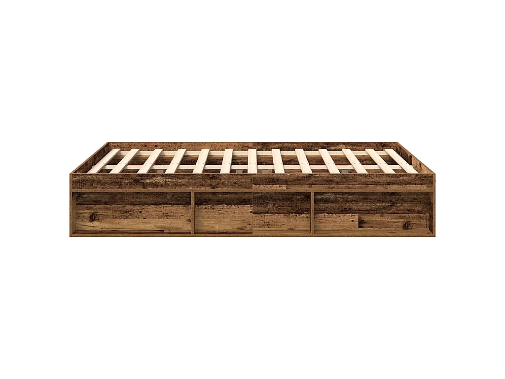 Cadre de lit sans matelas vieux bois 160x200 cm bois ingénierie
