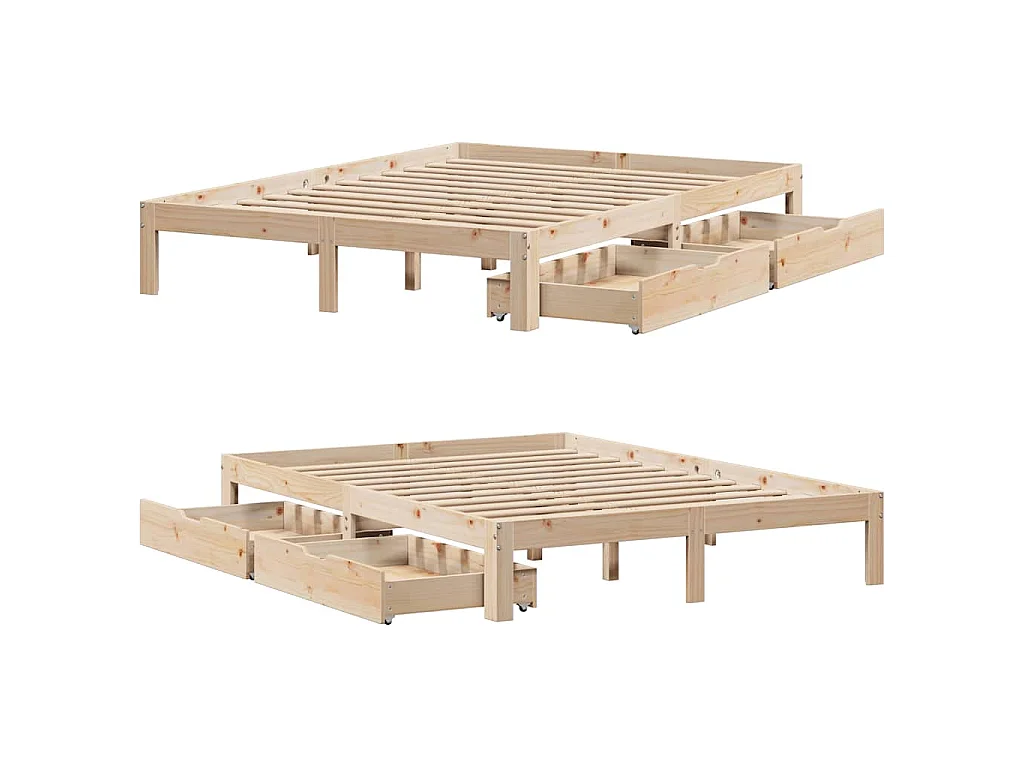 Giroletto con Cassetti 160x200 cm in Legno Massello di Pino