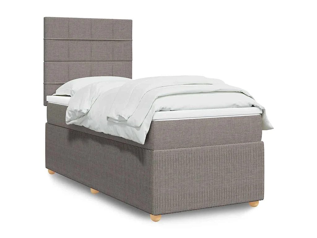 Boxspringbett mit Matratze Taupe 100x200 cm Stoff