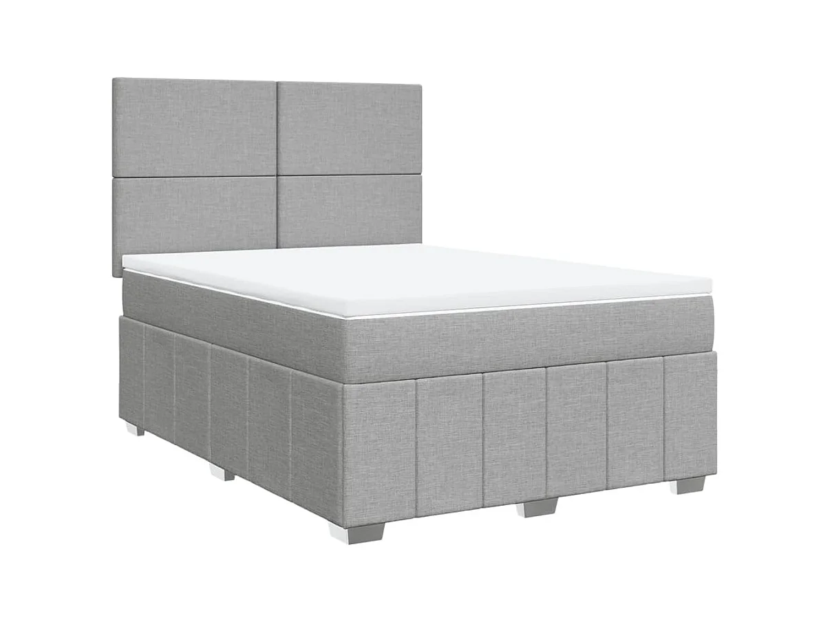 Sommier à lattes de lit avec matelas Gris clair 140x200cm Tissu