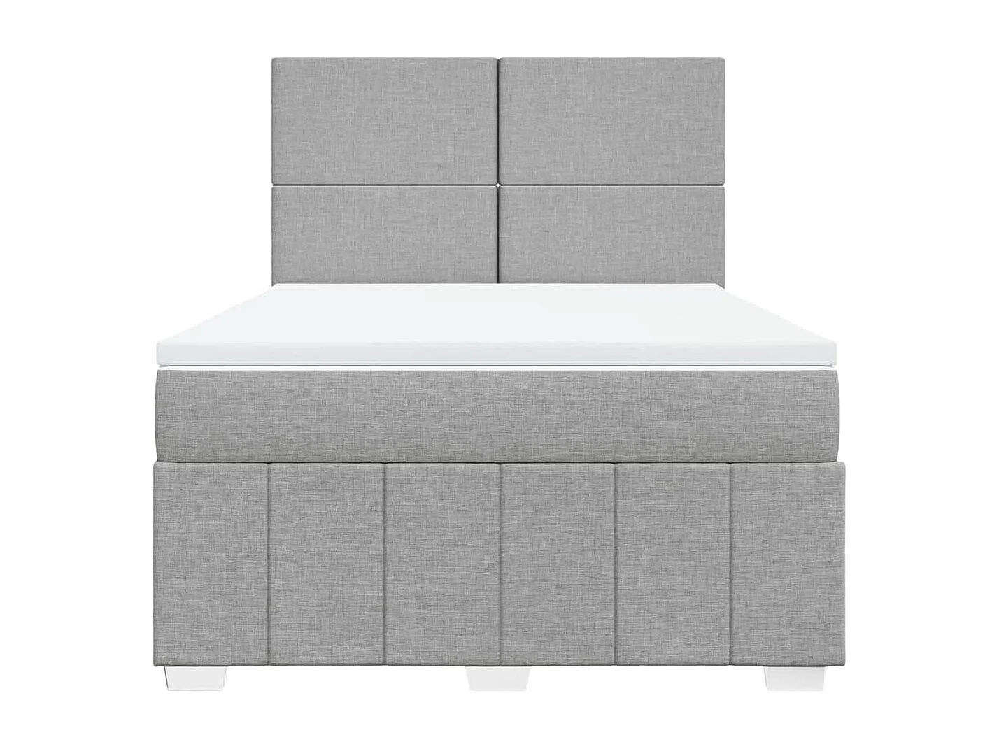 Cama box spring con colchón tela gris claro 140x200 cm