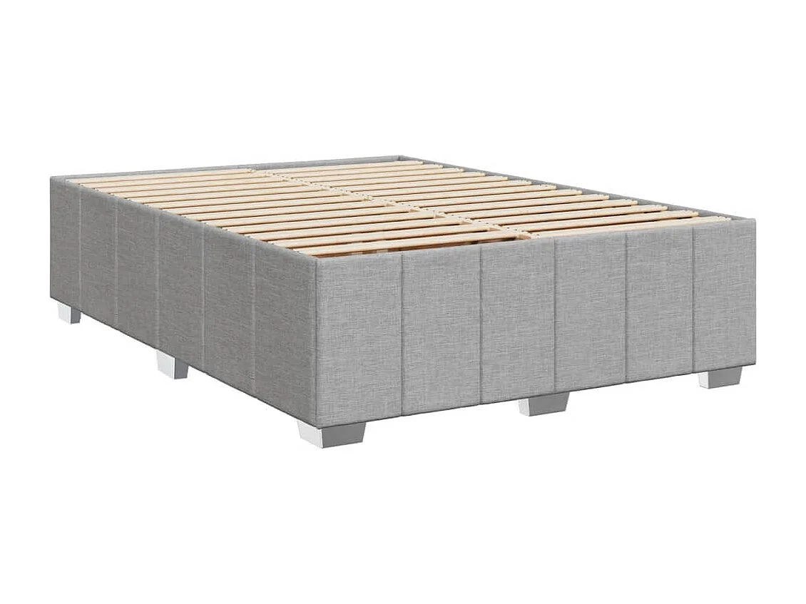 Cama box spring con colchón tela gris claro 140x200 cm