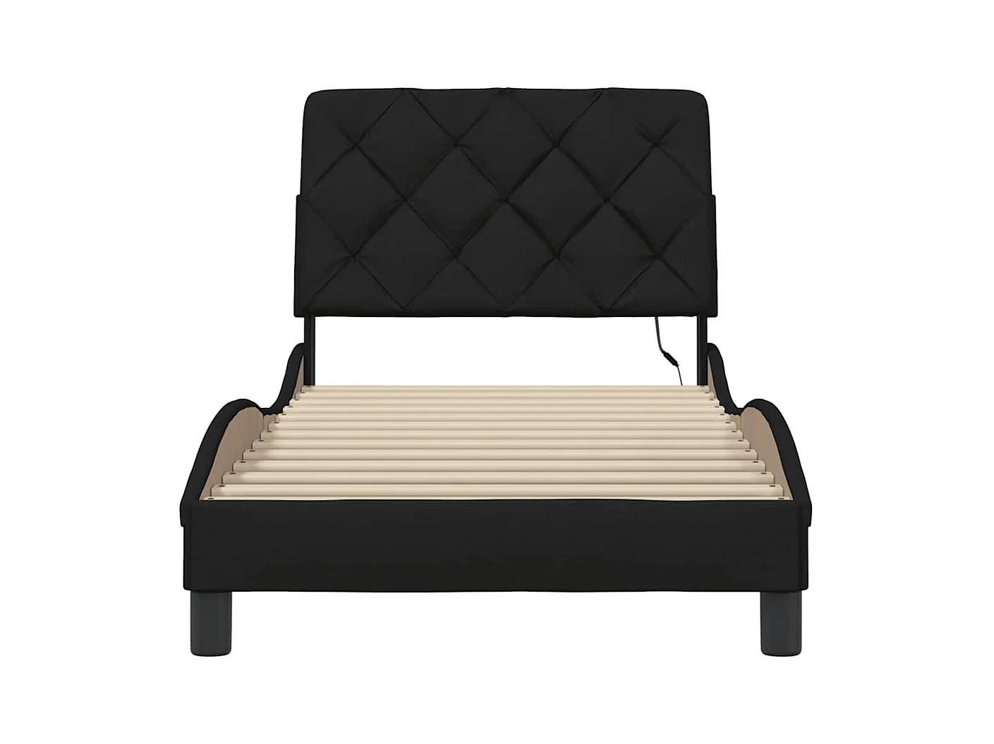 Cadre de lit avec LED sans matelas noir 90x200 cm tissu