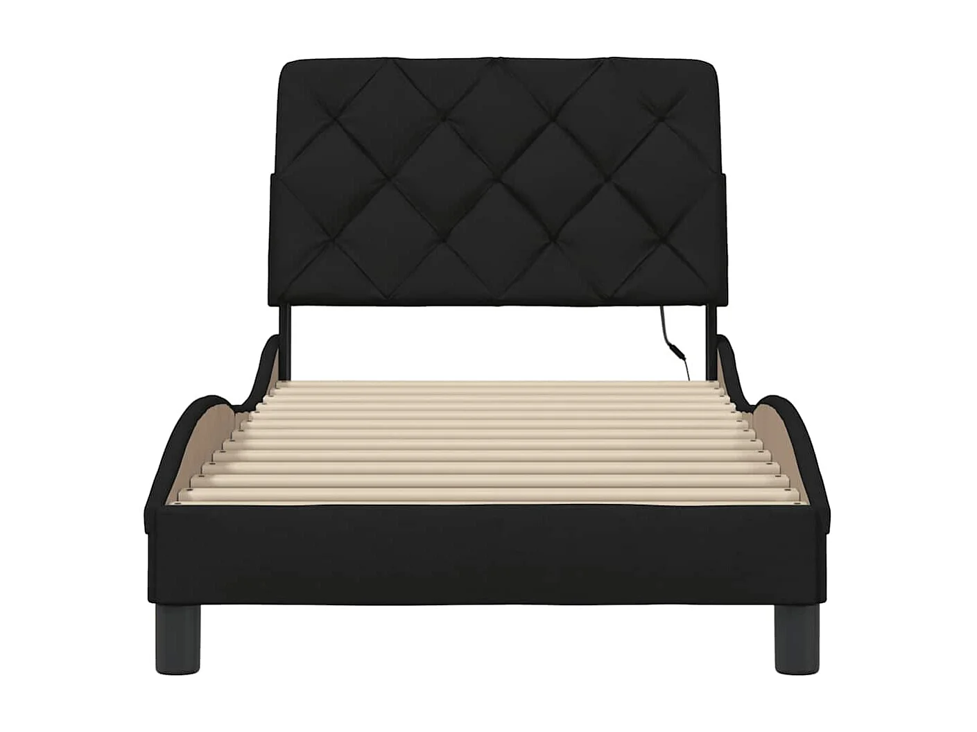 Estrutura de cama com LED sem colchão 90x200 cm tecido preto