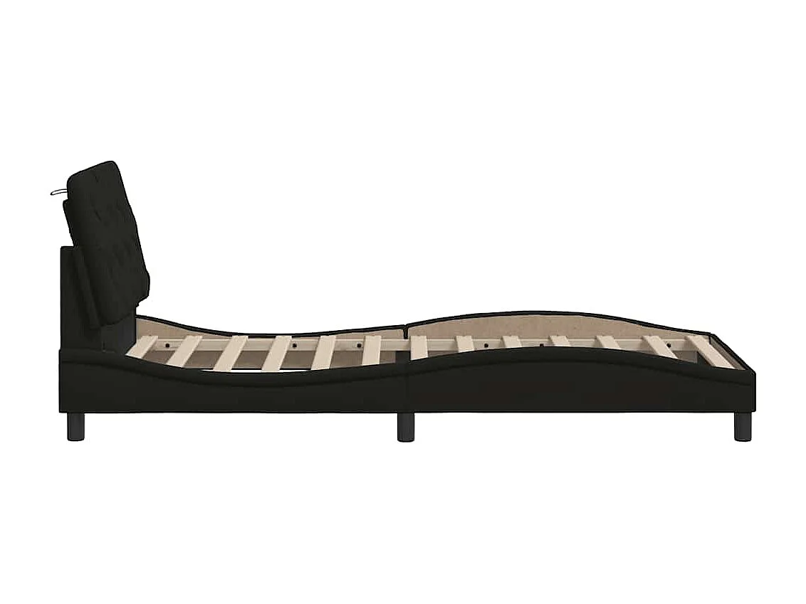 Estrutura de cama com LED sem colchão 90x200 cm tecido preto