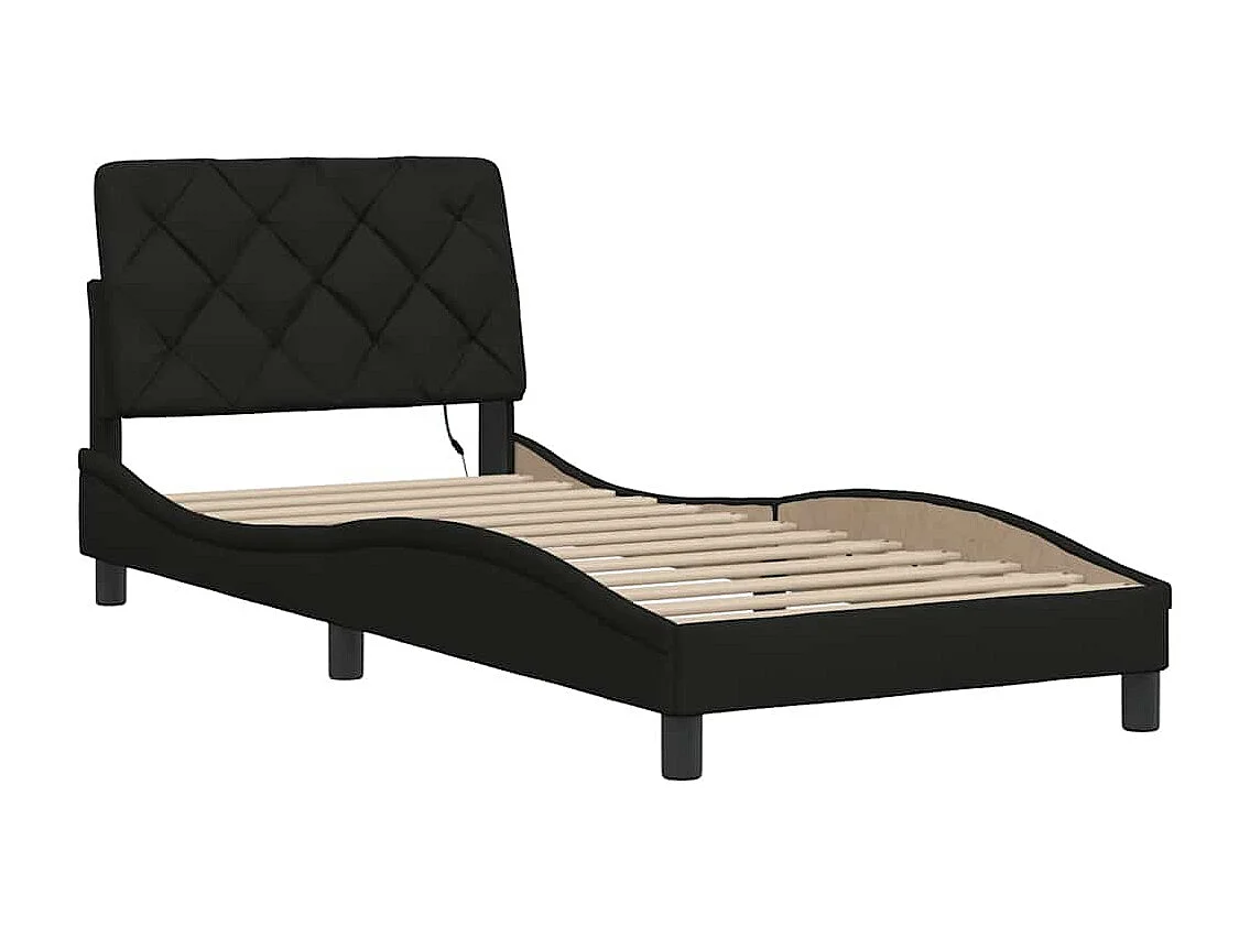Estrutura de cama com LED sem colchão 90x200 cm tecido preto