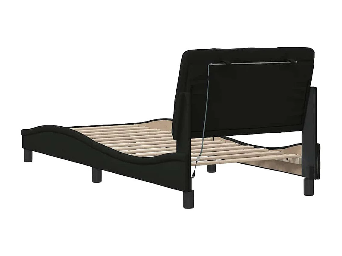 Estrutura de cama com LED sem colchão 90x200 cm tecido preto