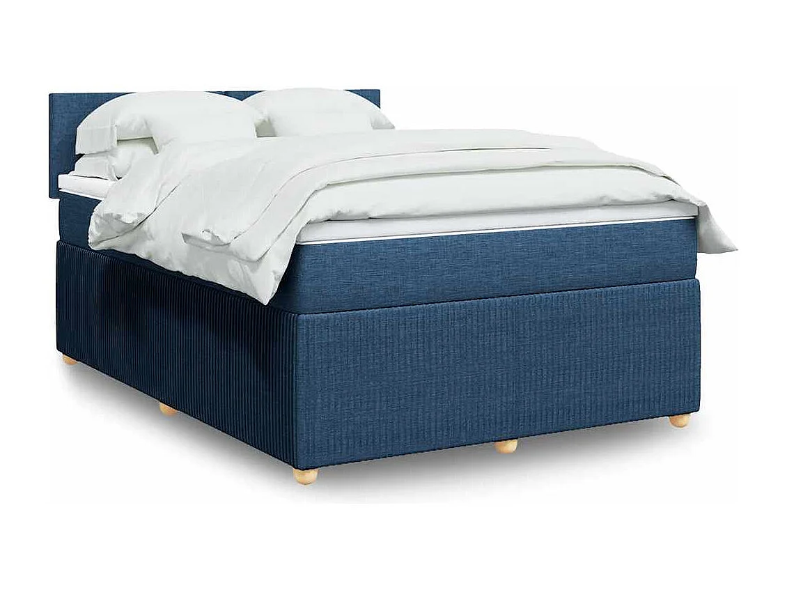Sommier à lattes de lit avec matelas Bleu 140x190 cm Tissu