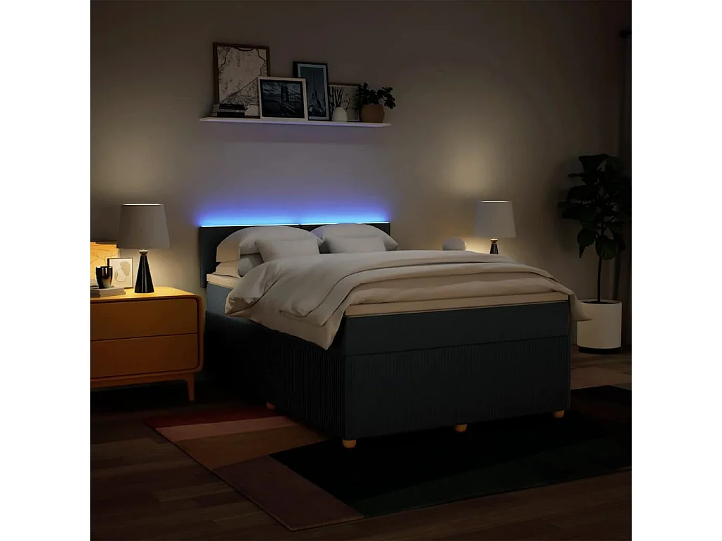 Sommier à lattes de lit avec matelas Bleu 140x190 cm Tissu