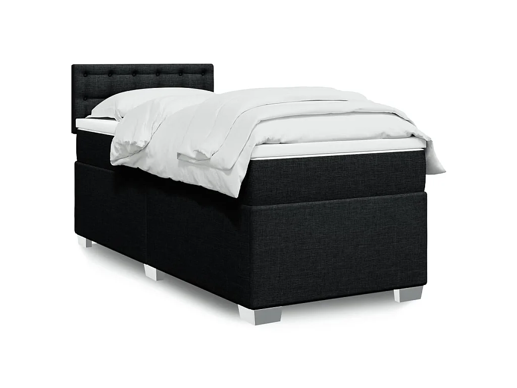 Sommier à lattes de lit avec matelas Noir 100x200 cm Tissu