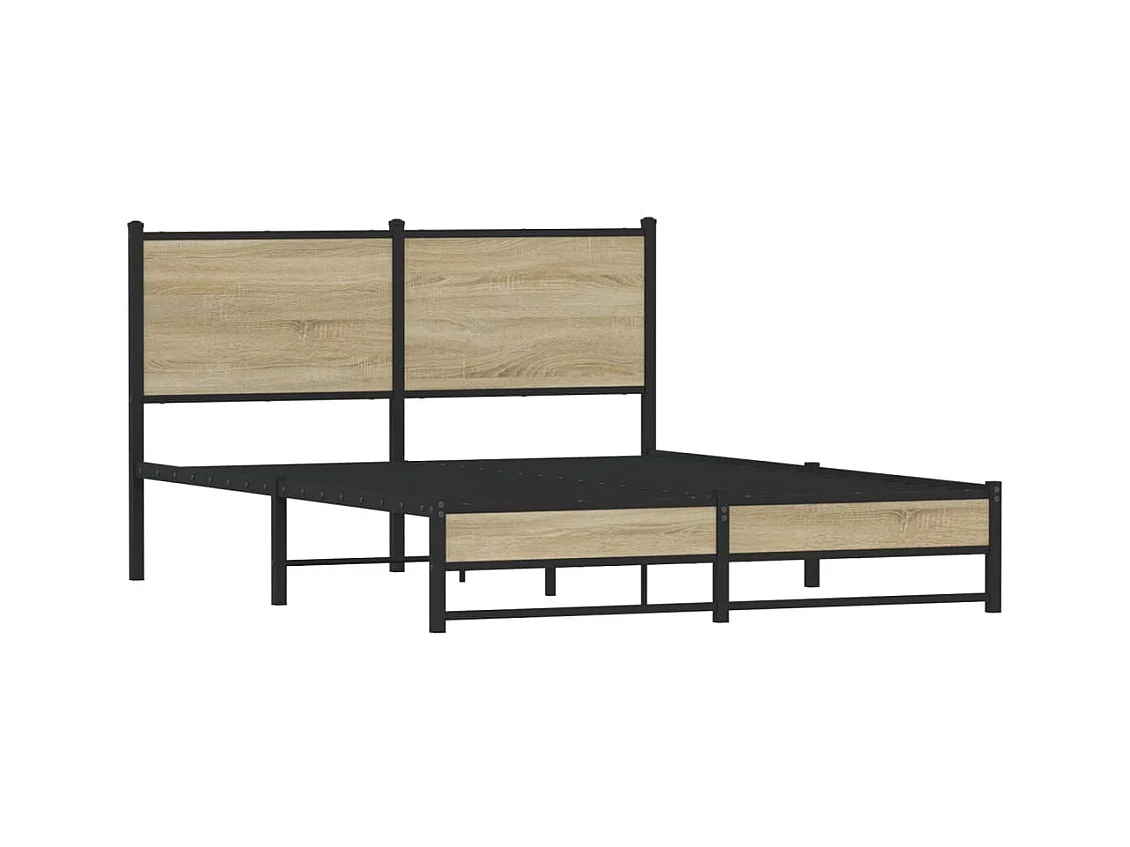 Cadre de lit en métal sans matelas chêne sonoma 140x190 cm
