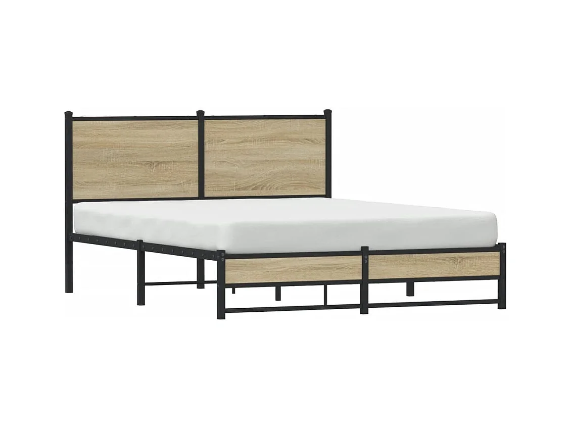 Cadre de lit en métal sans matelas chêne sonoma 140x190 cm