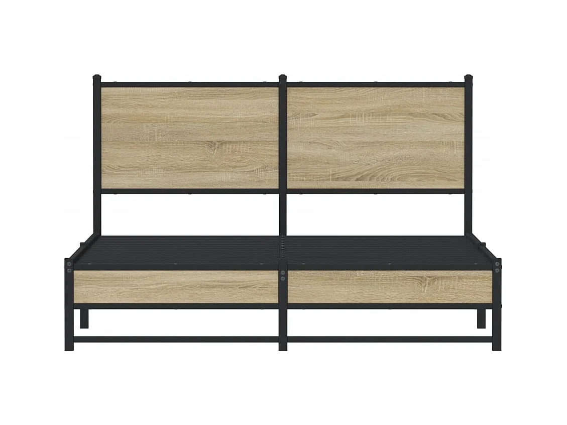 Cadre de lit en métal sans matelas chêne sonoma 140x190 cm