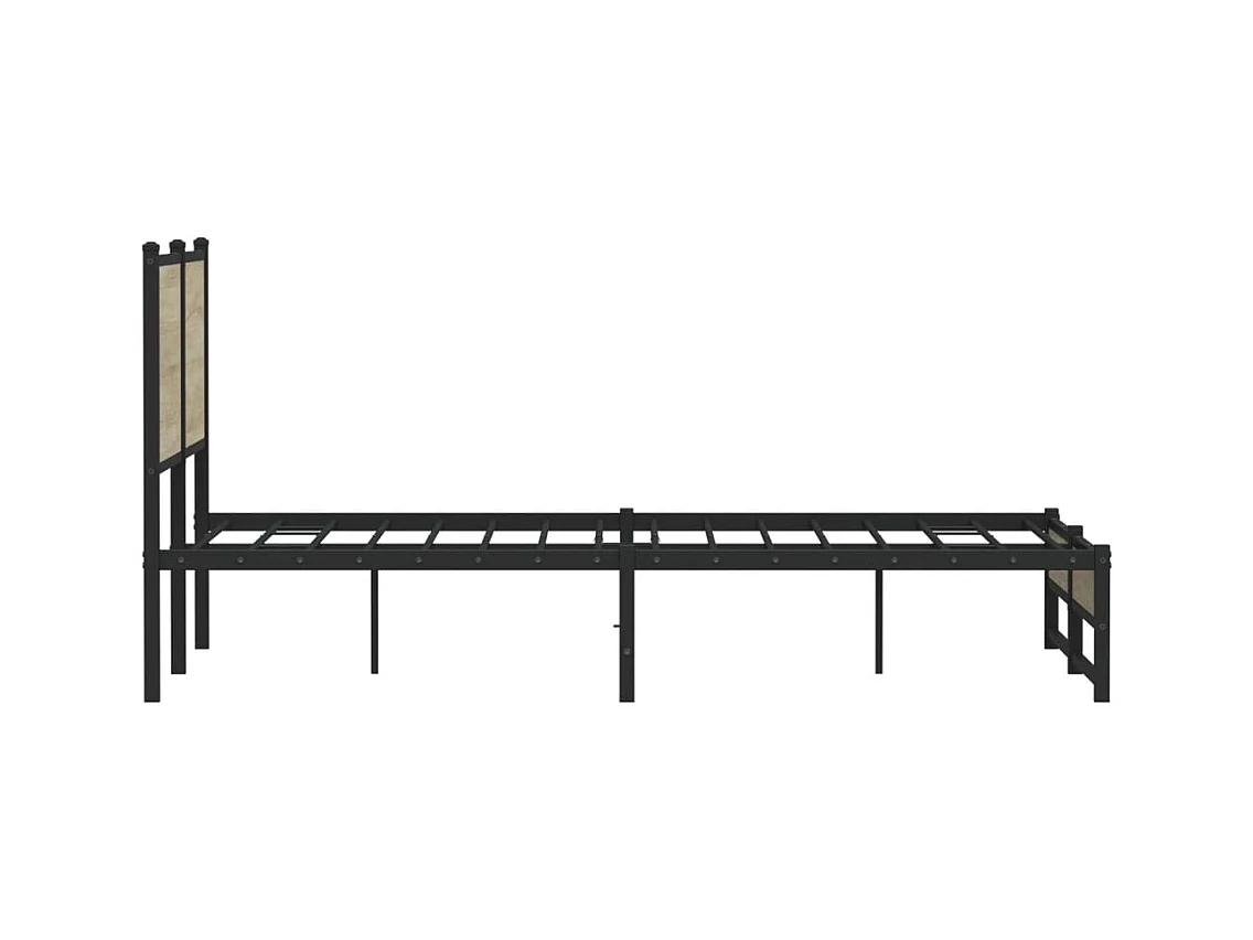 Cadre de lit en métal sans matelas chêne sonoma 140x190 cm