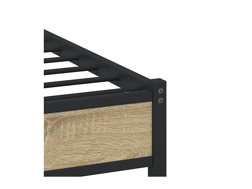 Cadre de lit en métal sans matelas chêne sonoma 140x190 cm
