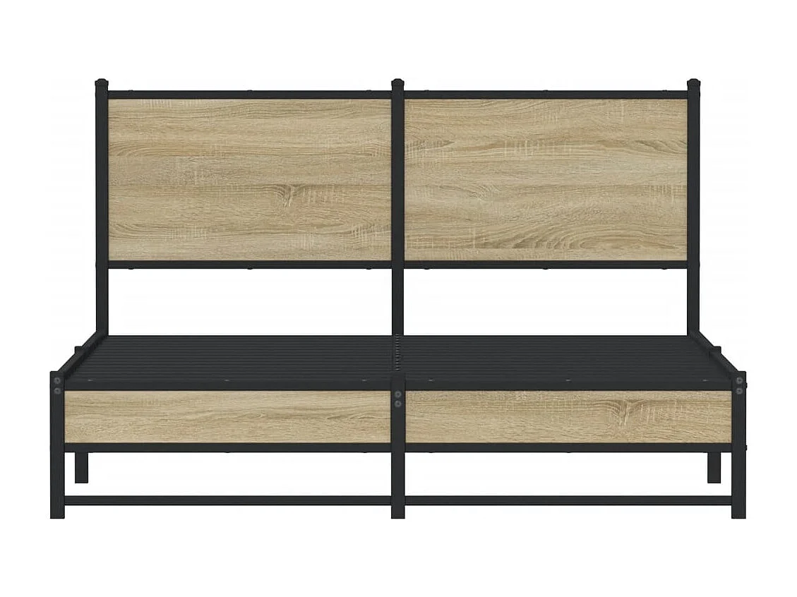Estrutura de cama sem colchão 140x190 cm metal carvalho sonoma