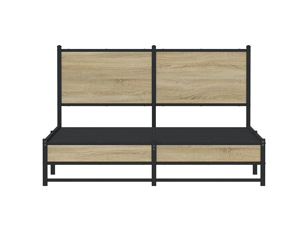 Cadre de lit en métal sans matelas chêne sonoma 140x190 cm