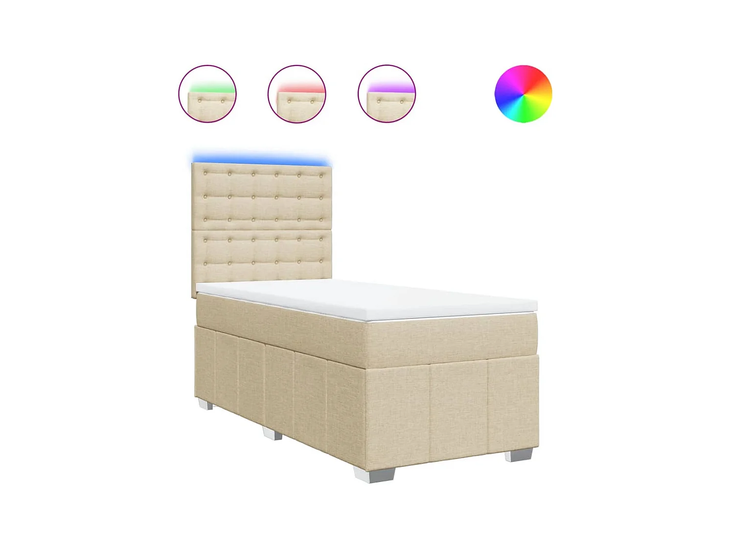 Sommier à lattes de lit avec matelas Crème 90x200 cm Tissu