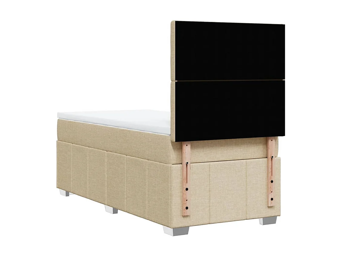 Boxspring met matras stof crèmekleurig 90x200 cm