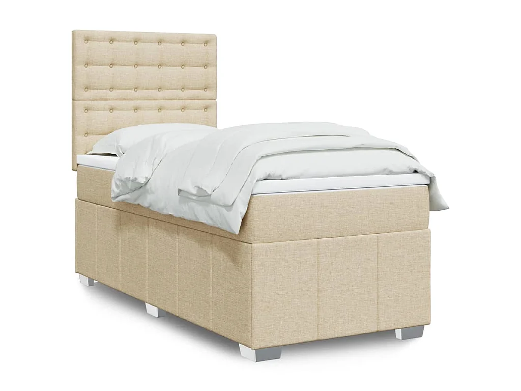 Giroletto a Molle con Materasso Crema 90x200 cm inTessuto