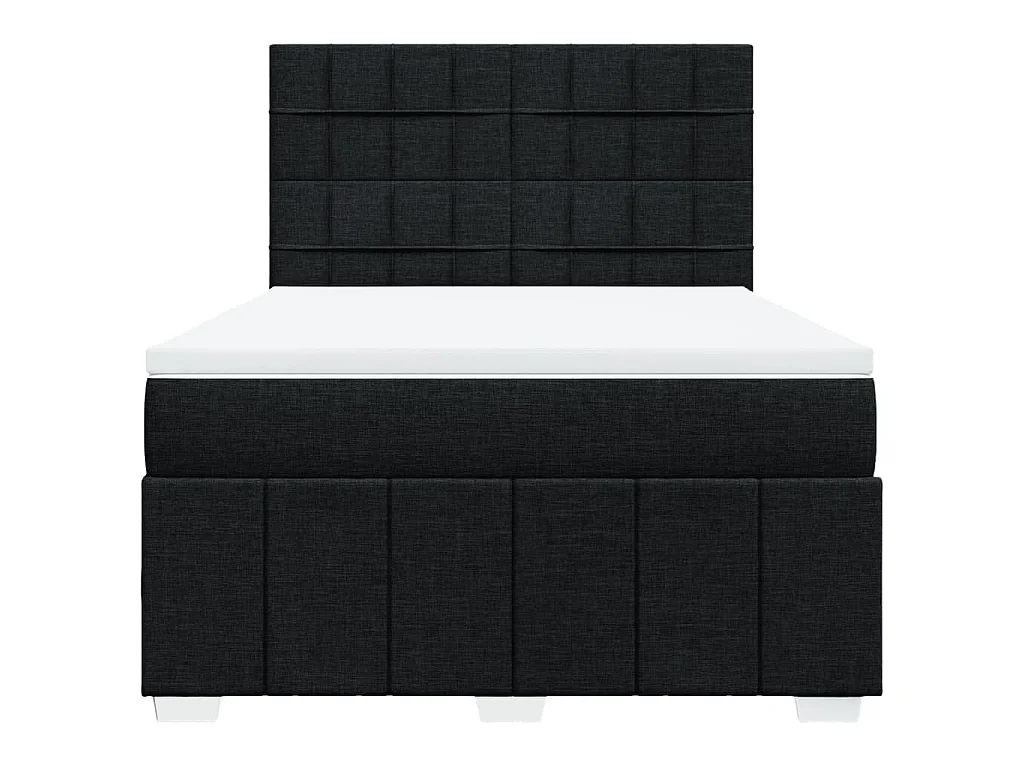 Giroletto a Molle con Materasso Nero 160x200 cm in Tessuto